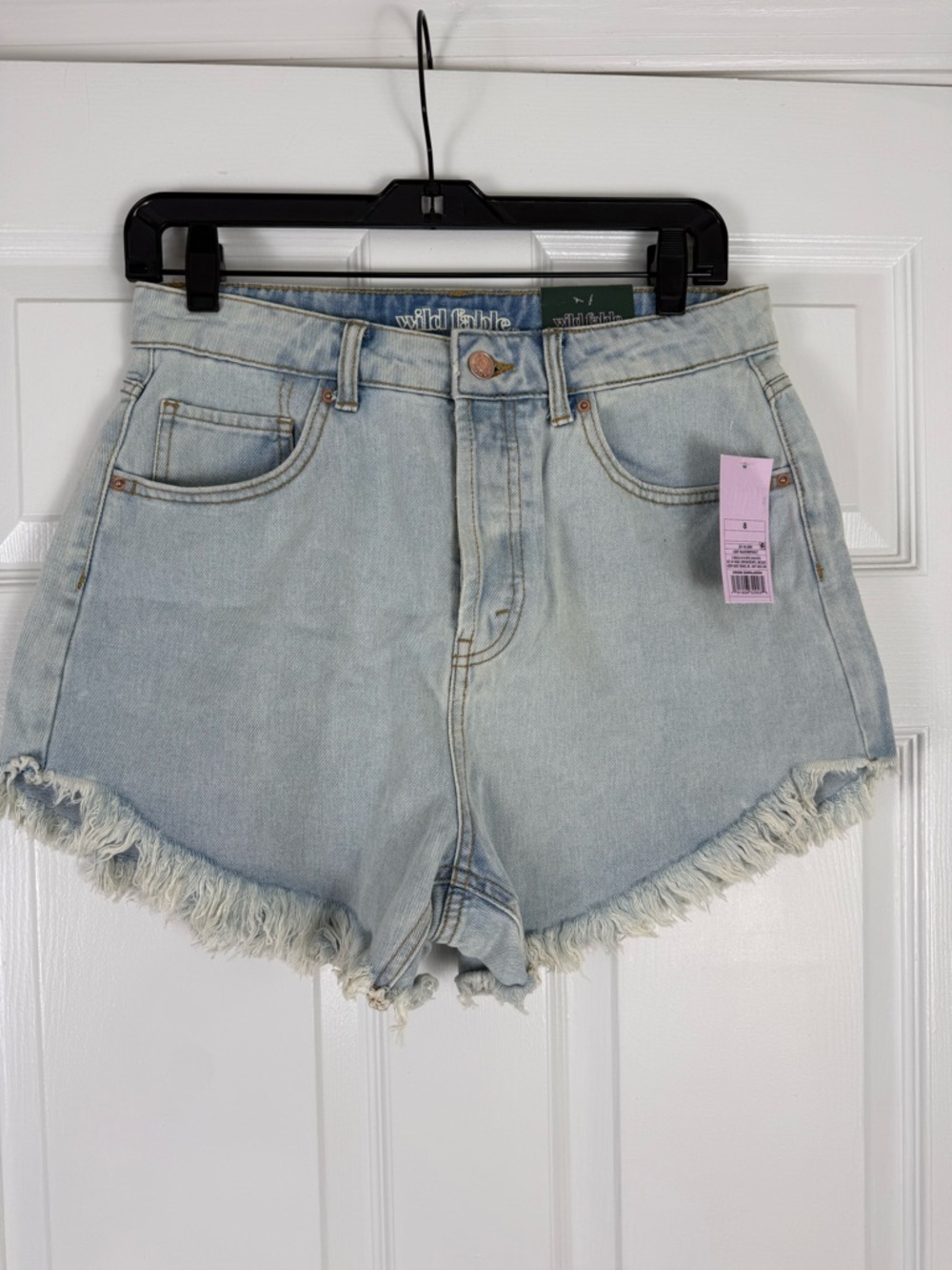 Wild Fable Light Blue High-Rise Light Wash Denim  Frayed Hem Shorts 8